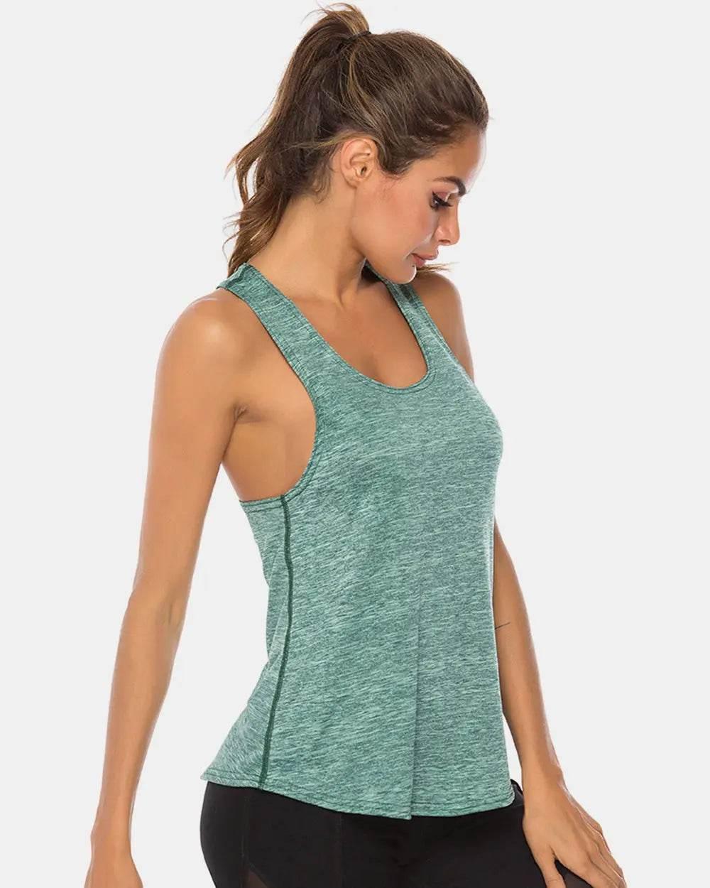 Full Size Scoop Neck Wide Strap Active Tank - Velveta Studio