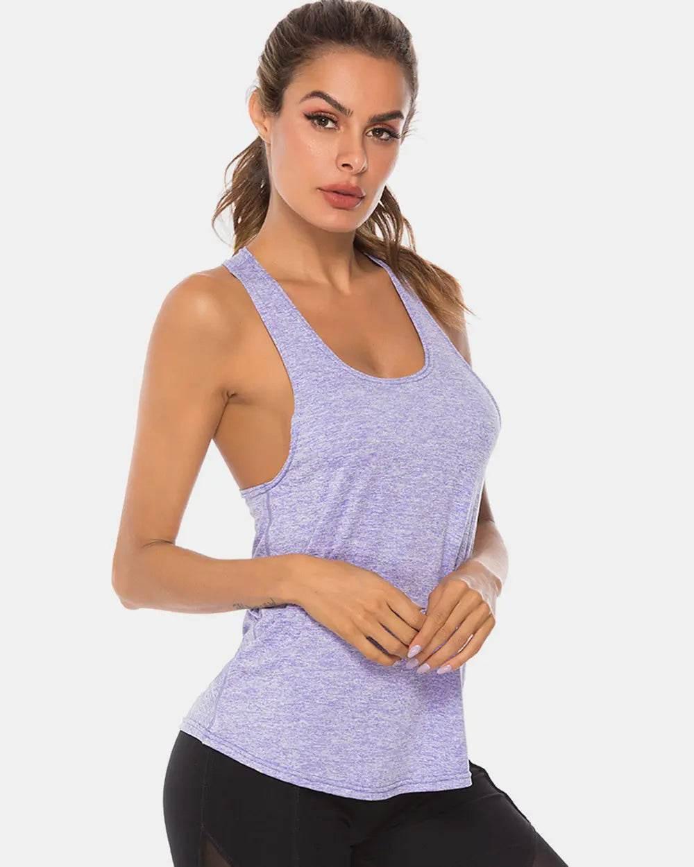 Full Size Scoop Neck Wide Strap Active Tank - Velveta Studio
