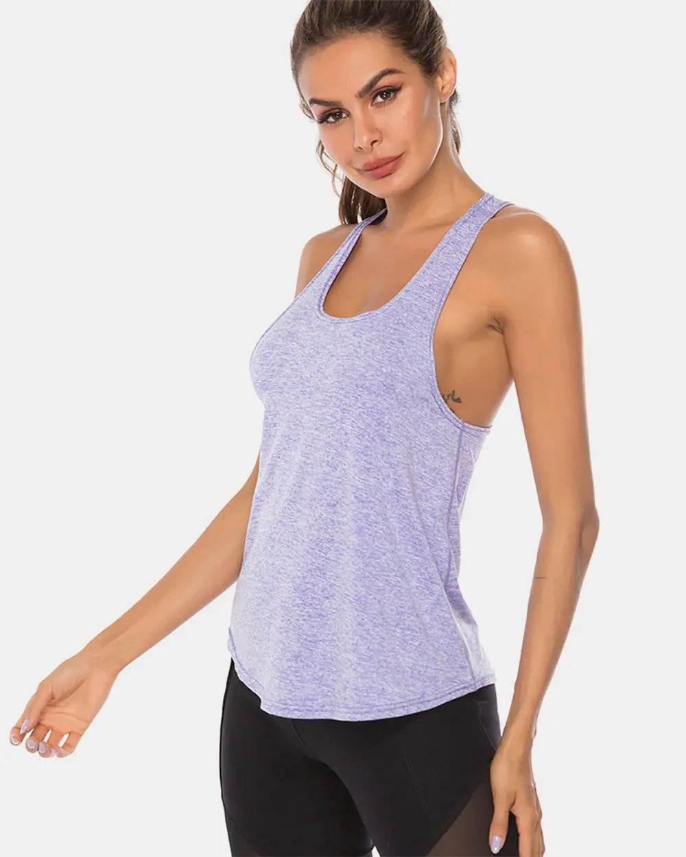Full Size Scoop Neck Wide Strap Active Tank - Velveta Studio