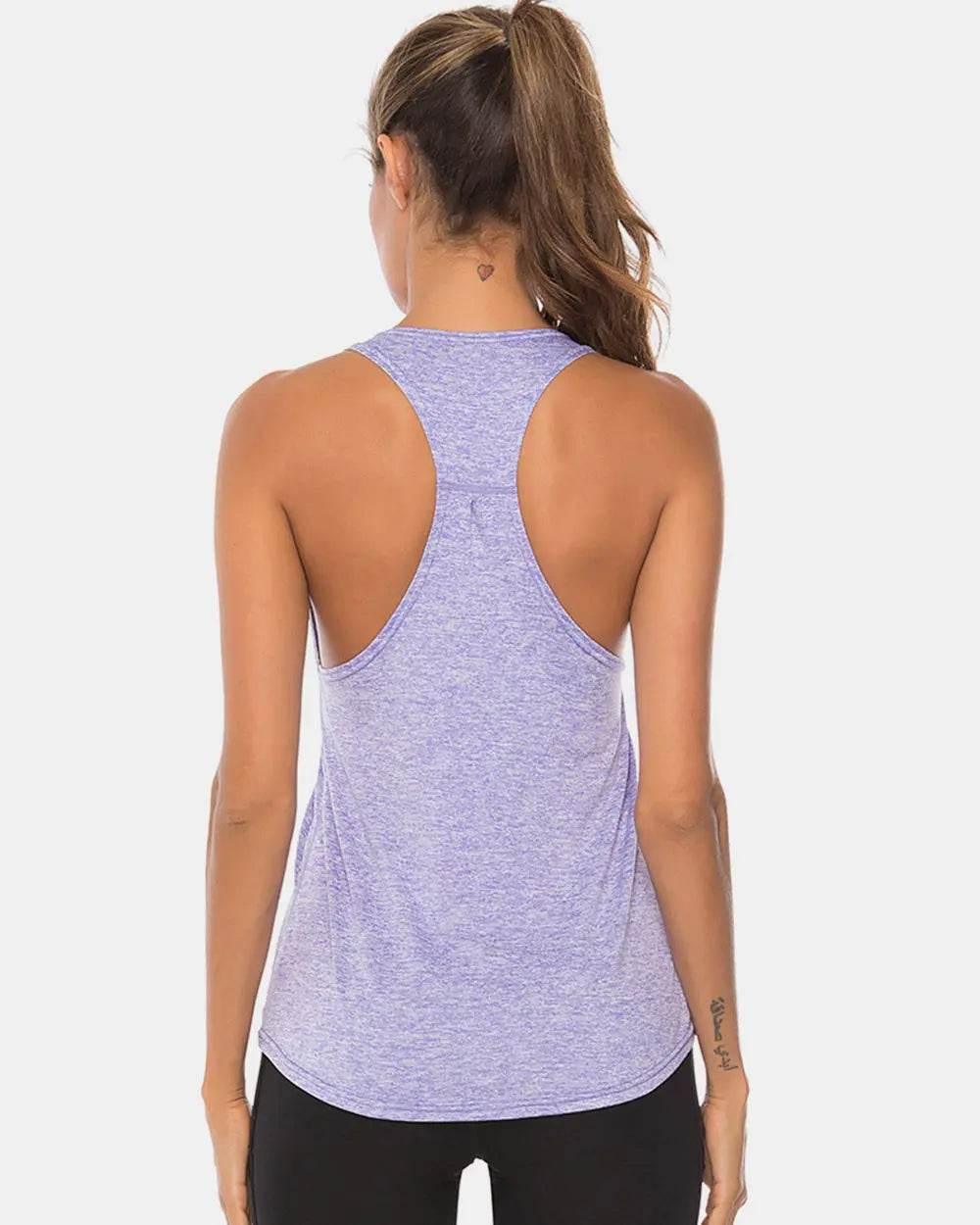 Full Size Scoop Neck Wide Strap Active Tank - Velveta Studio