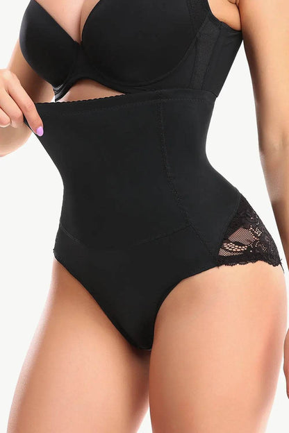 Full Size Spliced Lace Pull-On Shaping Shorts - Velveta Studio