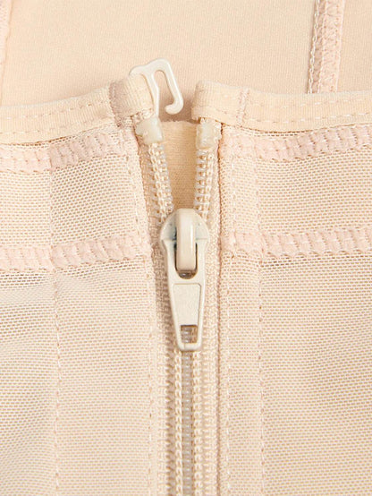 Full Size Zip Up Lace Detail Long Sleeve Shapewear - Velveta Studio