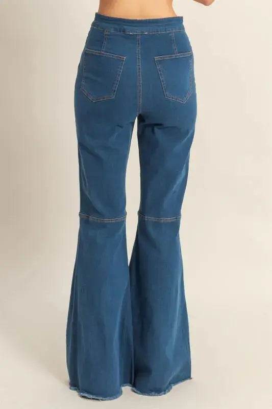 HYFVE Raw Hem High-Waist Washed Flared Jeans - Velveta Studio