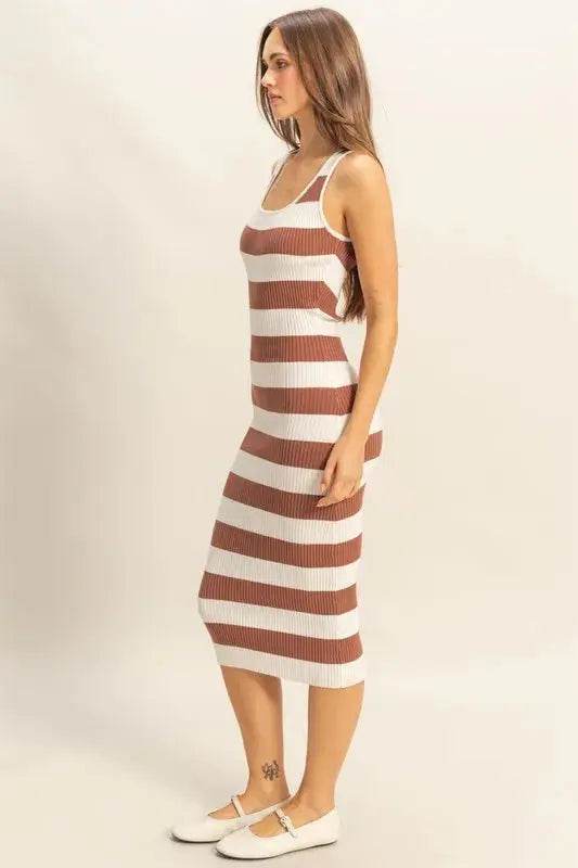 HYFVE Striped Scoop Neck Wide Strap Knit Dress - Velveta Studio