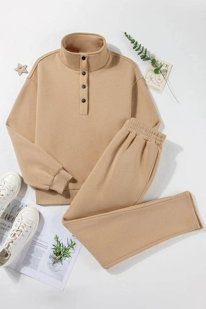 Half Snap Turtleneck Top and Pants Active Set - Velveta Studio