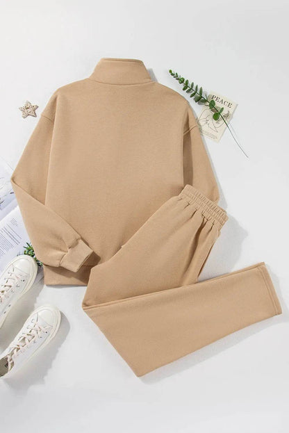 Half Snap Turtleneck Top and Pants Active Set - Velveta Studio