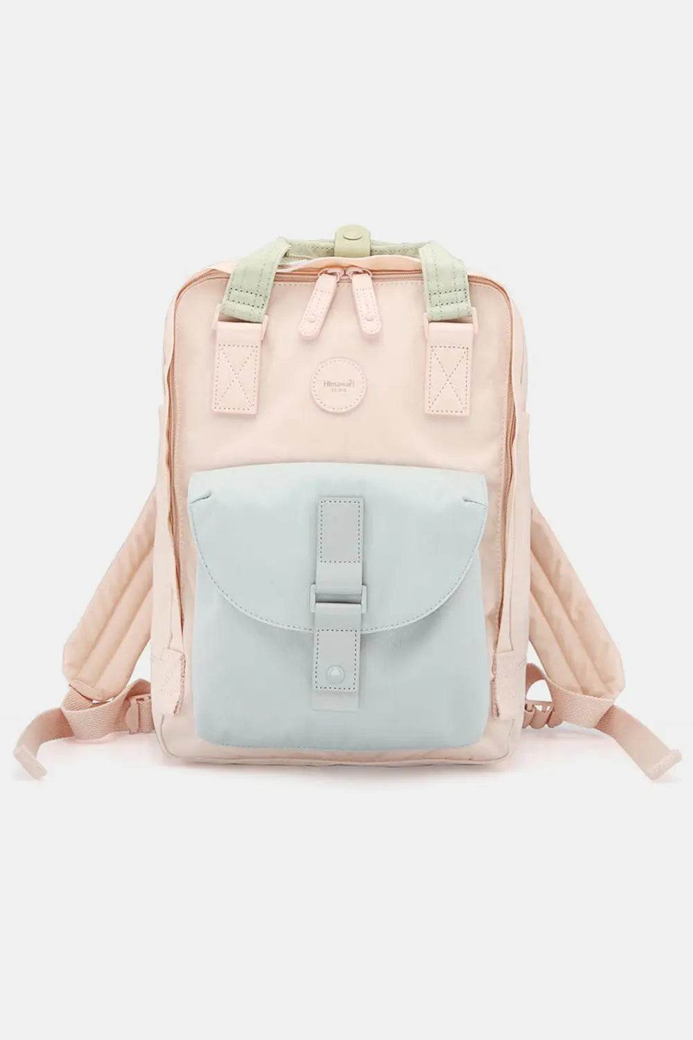 Himawari Contrast Waterproof Canvas Backpack Bag with Round Label - Velveta Studio