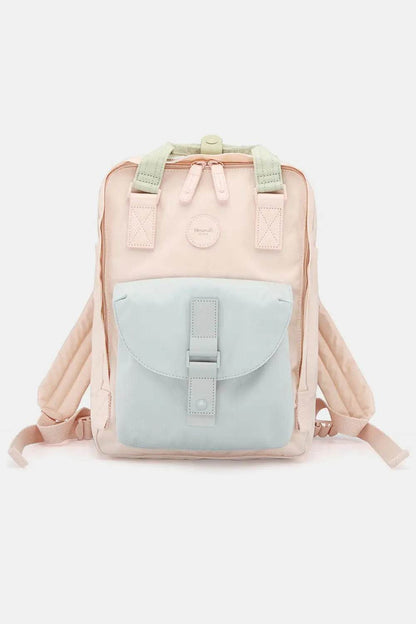 Himawari Contrast Waterproof Canvas Backpack Bag with Round Label - Velveta Studio