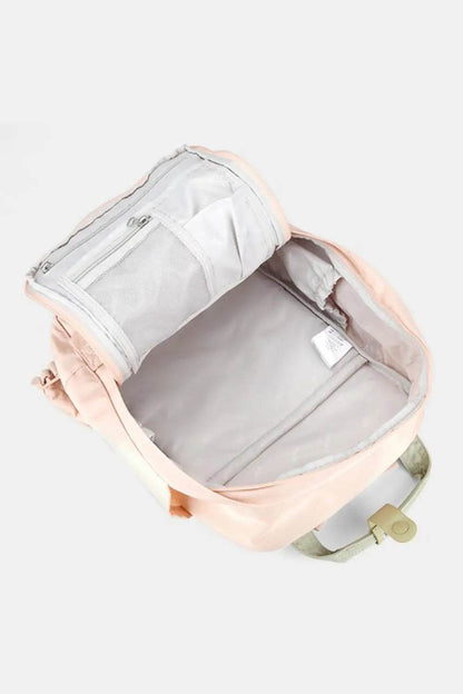 Himawari Contrast Waterproof Canvas Backpack Bag with Round Label - Velveta Studio