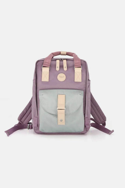 Himawari Contrast Waterproof Canvas Backpack Bag with Round Label - Velveta Studio