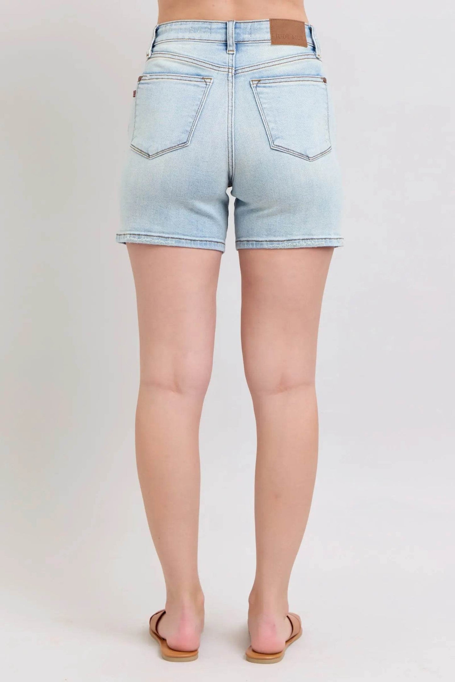 Judy Blue Full Size 2 Button Denim Shorts with Pockets Plus Size - Velveta Studio