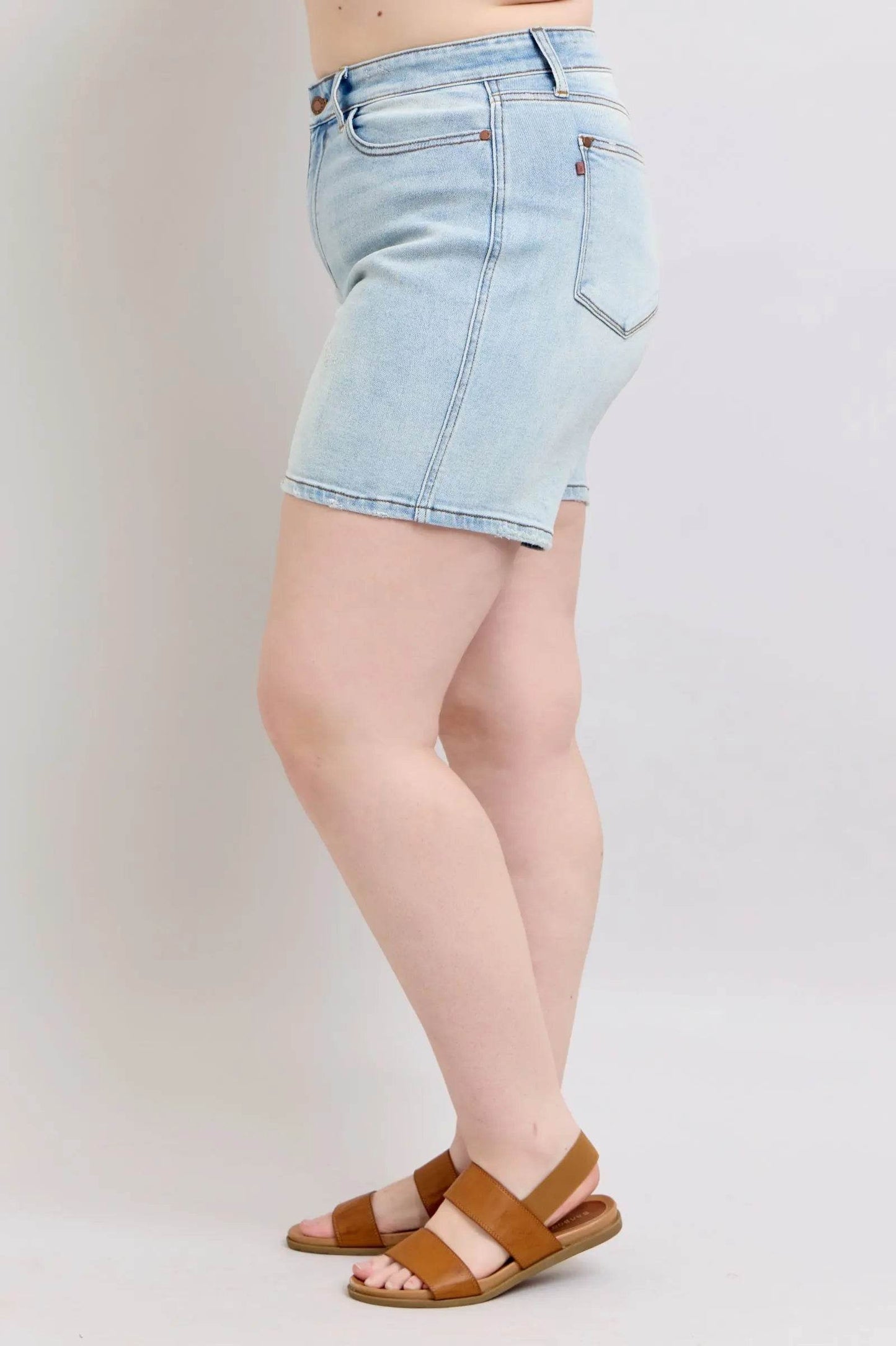 Judy Blue Full Size 2 Button Denim Shorts with Pockets Plus Size - Velveta Studio