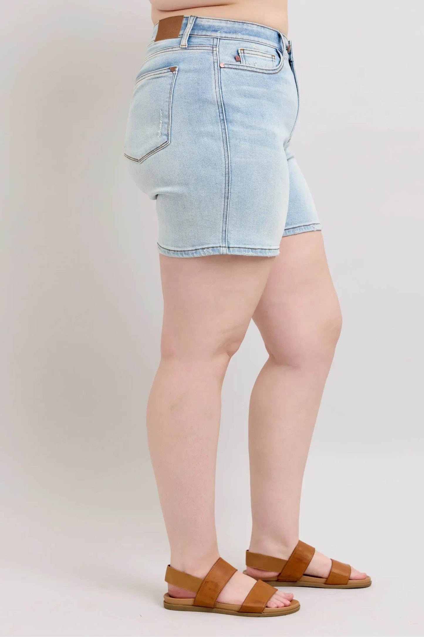 Judy Blue Full Size 2 Button Denim Shorts with Pockets Plus Size - Velveta Studio