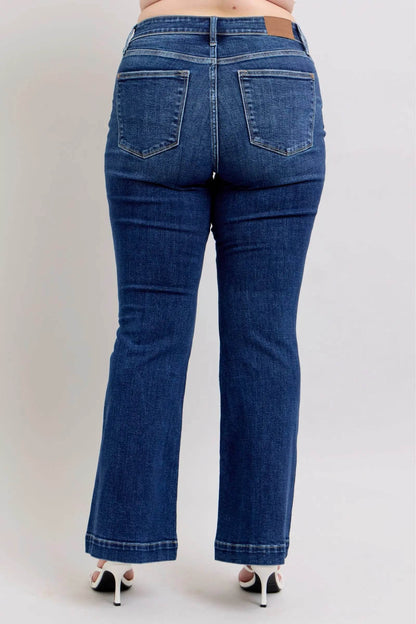 Full Size High Rise Flare Jeans with Pockets Plus Size - Velveta Studio