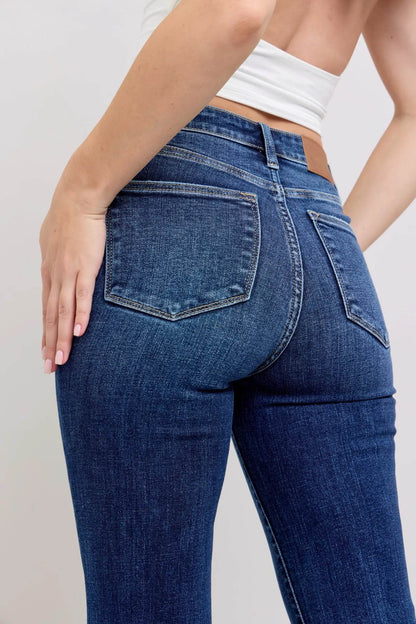 Full Size High Rise Flare Jeans with Pockets Plus Size - Velveta Studio