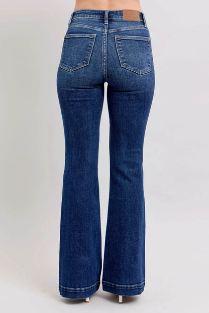 Full Size High Rise Flare Jeans with Pockets Plus Size - Velveta Studio
