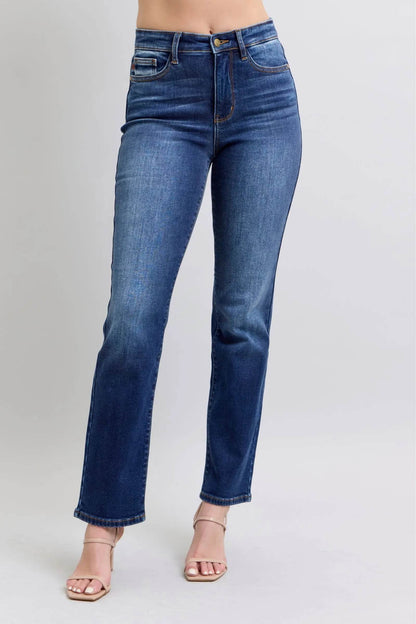 Judy Blue Full Size Washed Straight Leg Jeans with Pockets - Velveta Studio