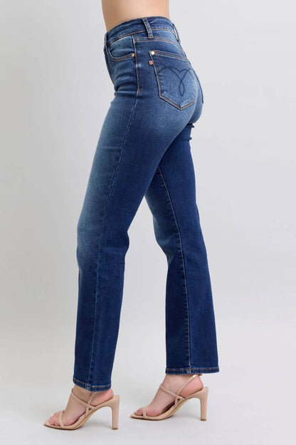 Judy Blue Full Size Washed Straight Leg Jeans with Pockets - Velveta Studio