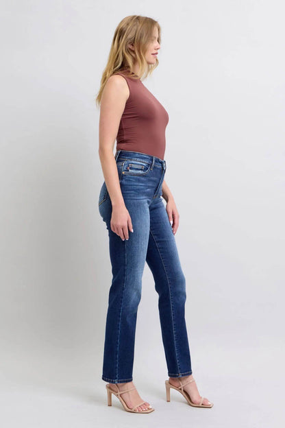 Judy Blue Full Size Washed Straight Leg Jeans with Pockets - Velveta Studio