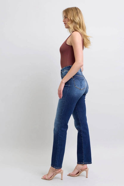 Judy Blue Full Size Washed Straight Leg Jeans with Pockets - Velveta Studio