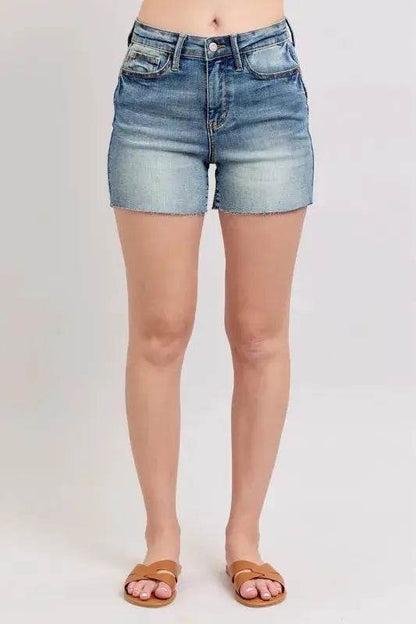 High Waist Star Seam Detail Denim Shorts - Velveta Studio