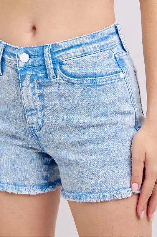 Judy Blue Mid Rise Garment Dyed Denim Shorts - Velveta Studio