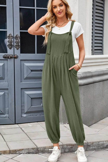 Lovelet Knotted Strap Overalls with Pockets - Velveta Studio