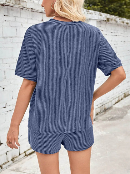Lovelet Round Neck Half Sleeve Top and Drawstring Shorts Set - Velveta Studio