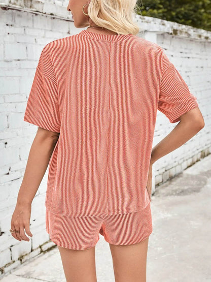 Lovelet Round Neck Half Sleeve Top and Drawstring Shorts Set - Velveta Studio