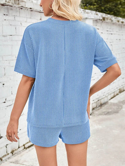 Lovelet Round Neck Half Sleeve Top and Drawstring Shorts Set - Velveta Studio