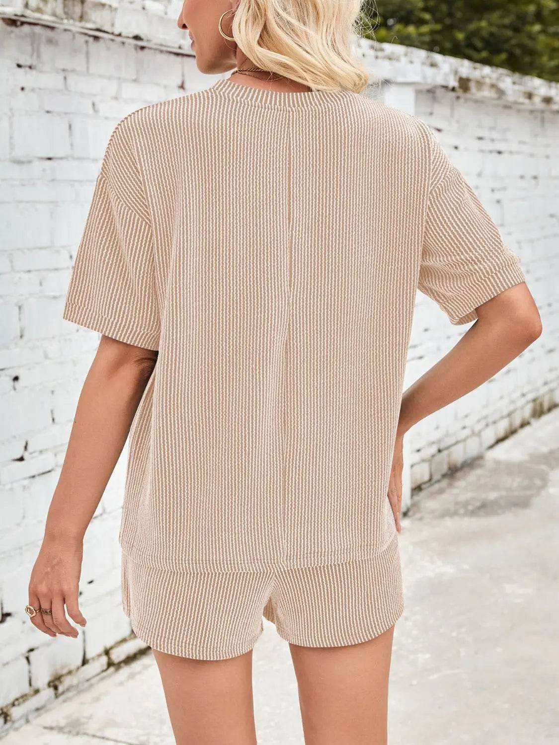 Lovelet Round Neck Half Sleeve Top and Drawstring Shorts Set - Velveta Studio