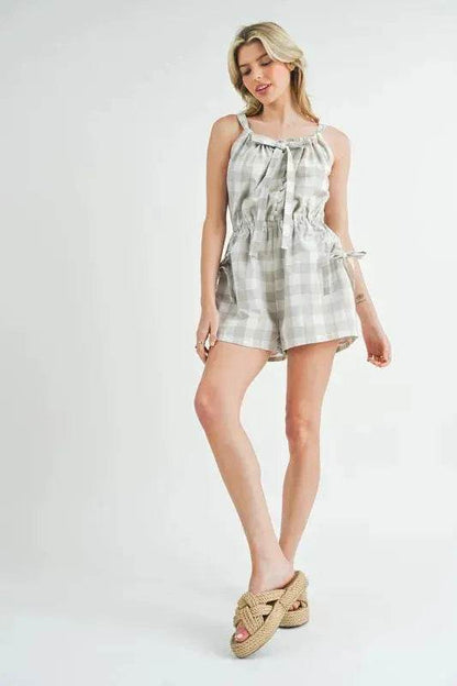 MABLE Plaid Sleeveless Button Down Romper - Velveta Studio