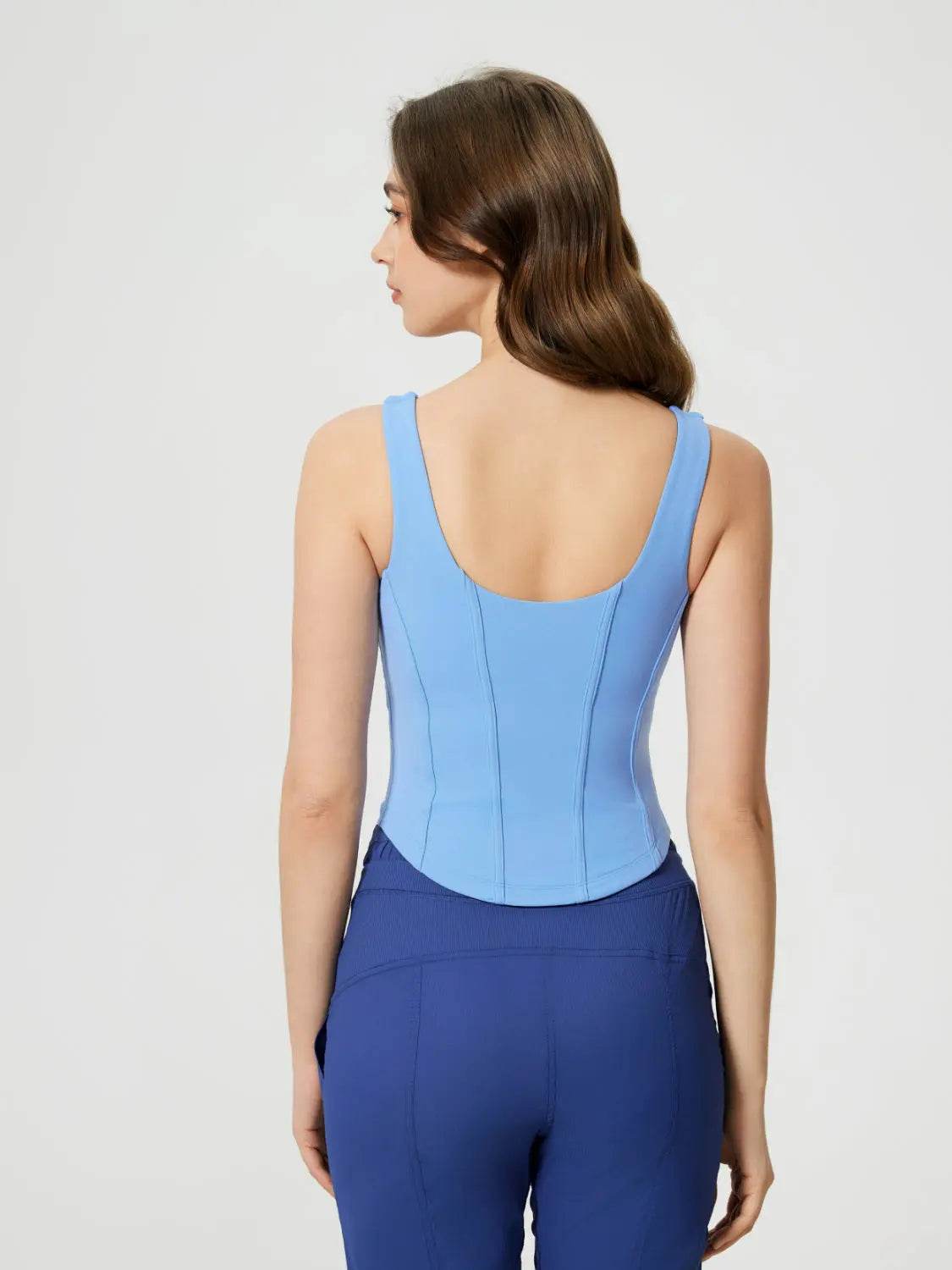 Millennia Round Neck Wide Strap Active Tank with Detachable Chest Pads - Velveta Studio