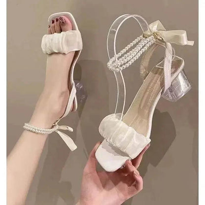 Open Toe Block Heels Sandals - Velveta Studio