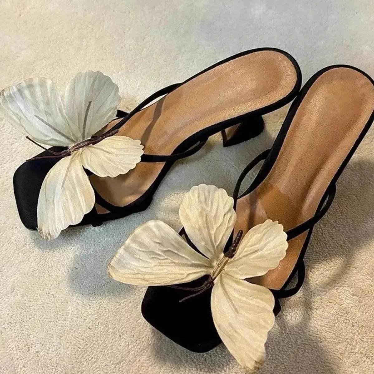 Open Toe Flare Heels Sandals - Velveta Studio