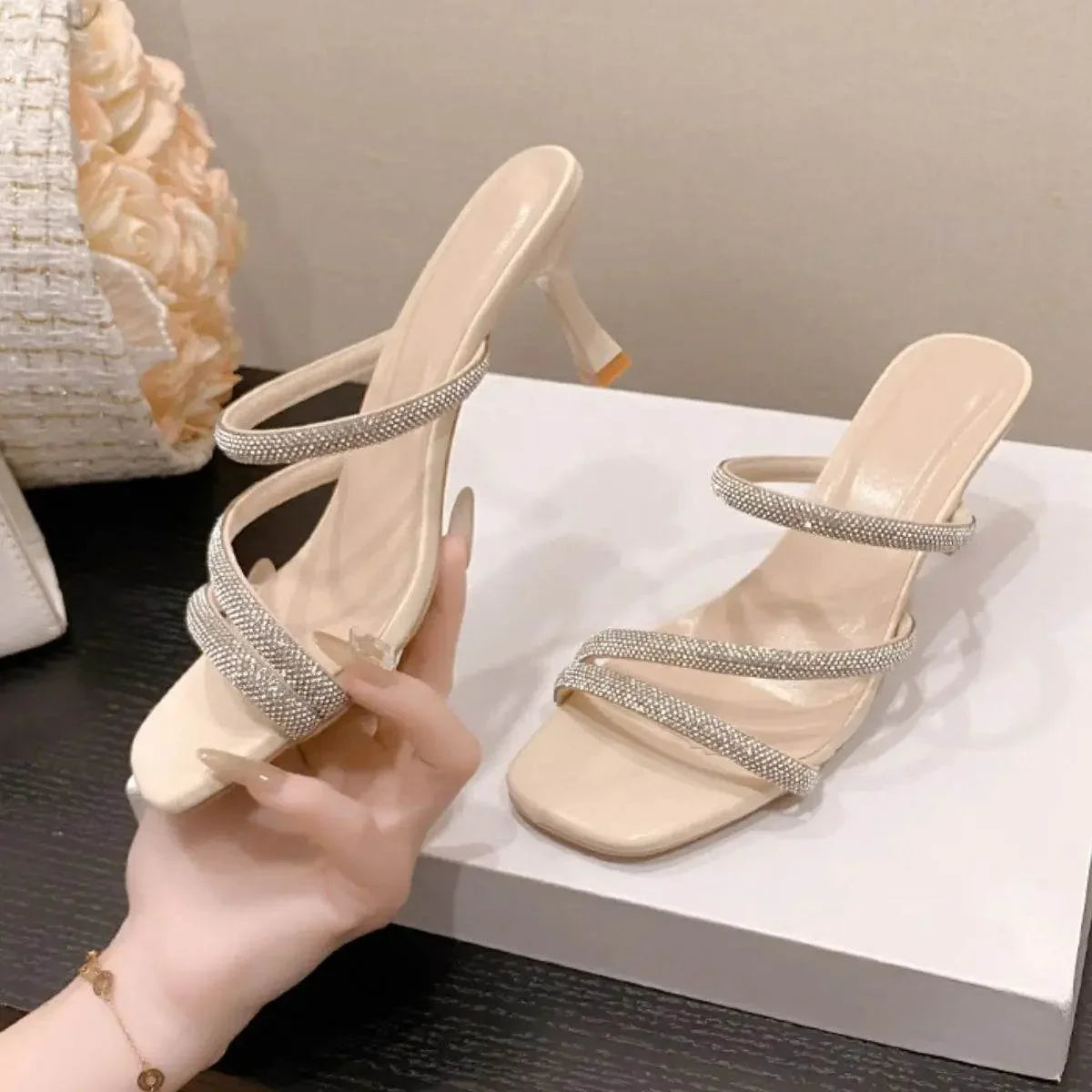 Open Toe Kitten Heels Sandals - Velveta Studio