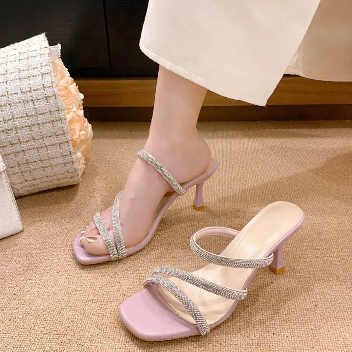 Open Toe Kitten Heels Sandals - Velveta Studio