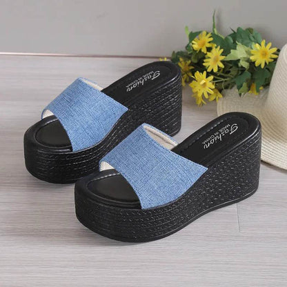 Open Toe Mid Heel Wedge Sandals - Velveta Studio