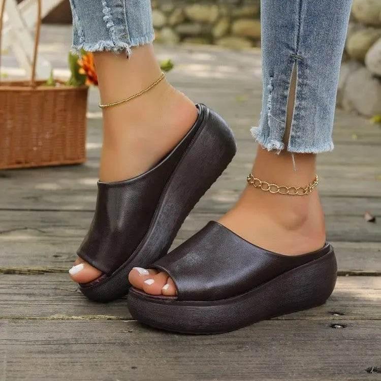 Open Toe Wedge Sandals - Velveta Studio