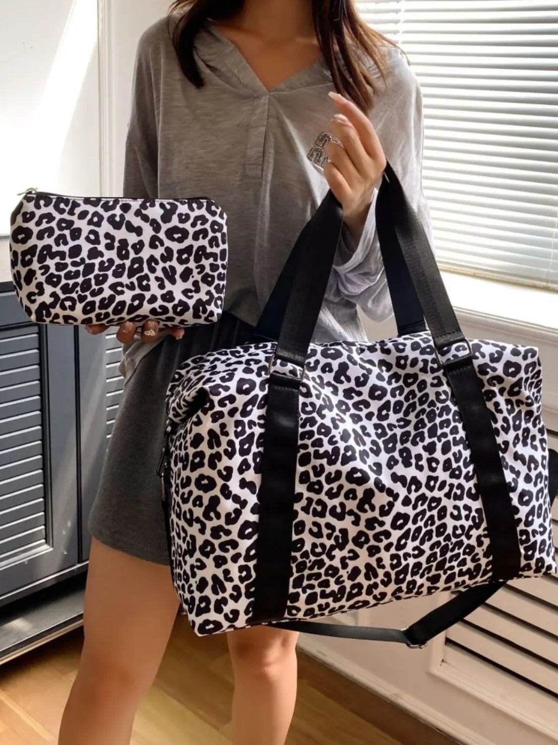 Oxford Cloth Leopard 2-Piece Bag Set - Velveta Studio