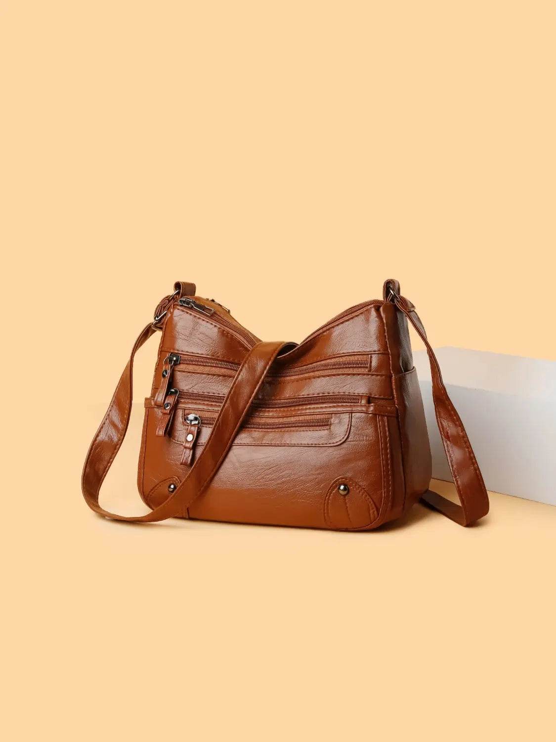 PU Leather Multi Pockets Shoulder Bag - Velveta Studio