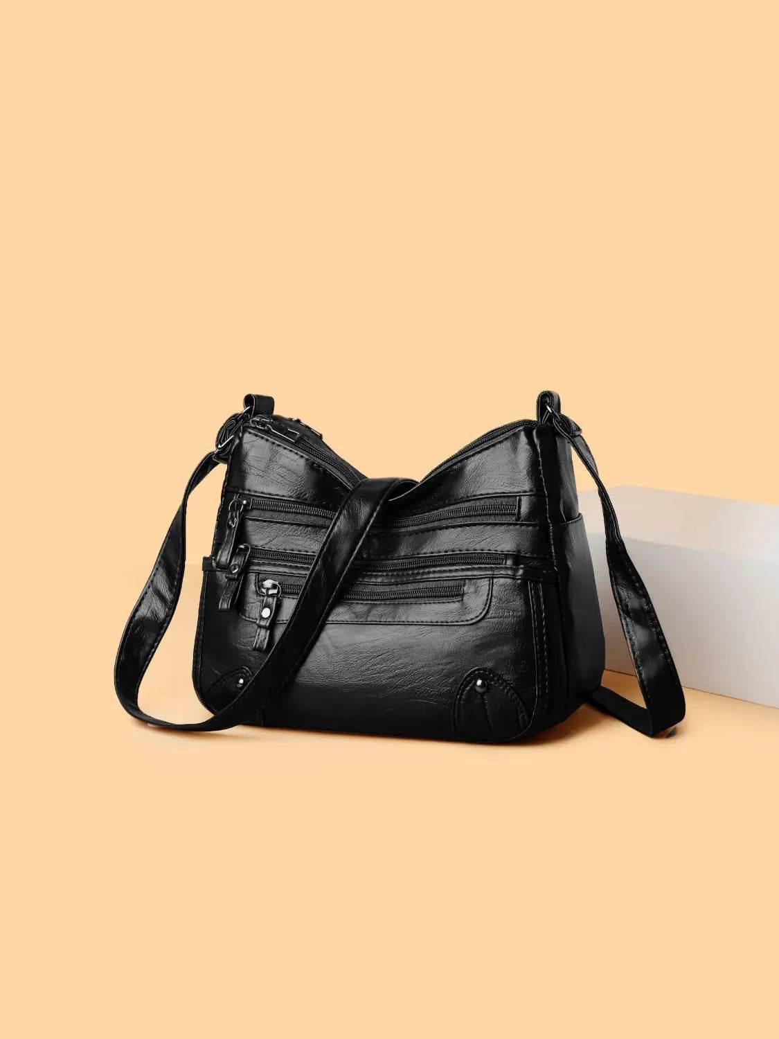 PU Leather Multi Pockets Shoulder Bag - Velveta Studio