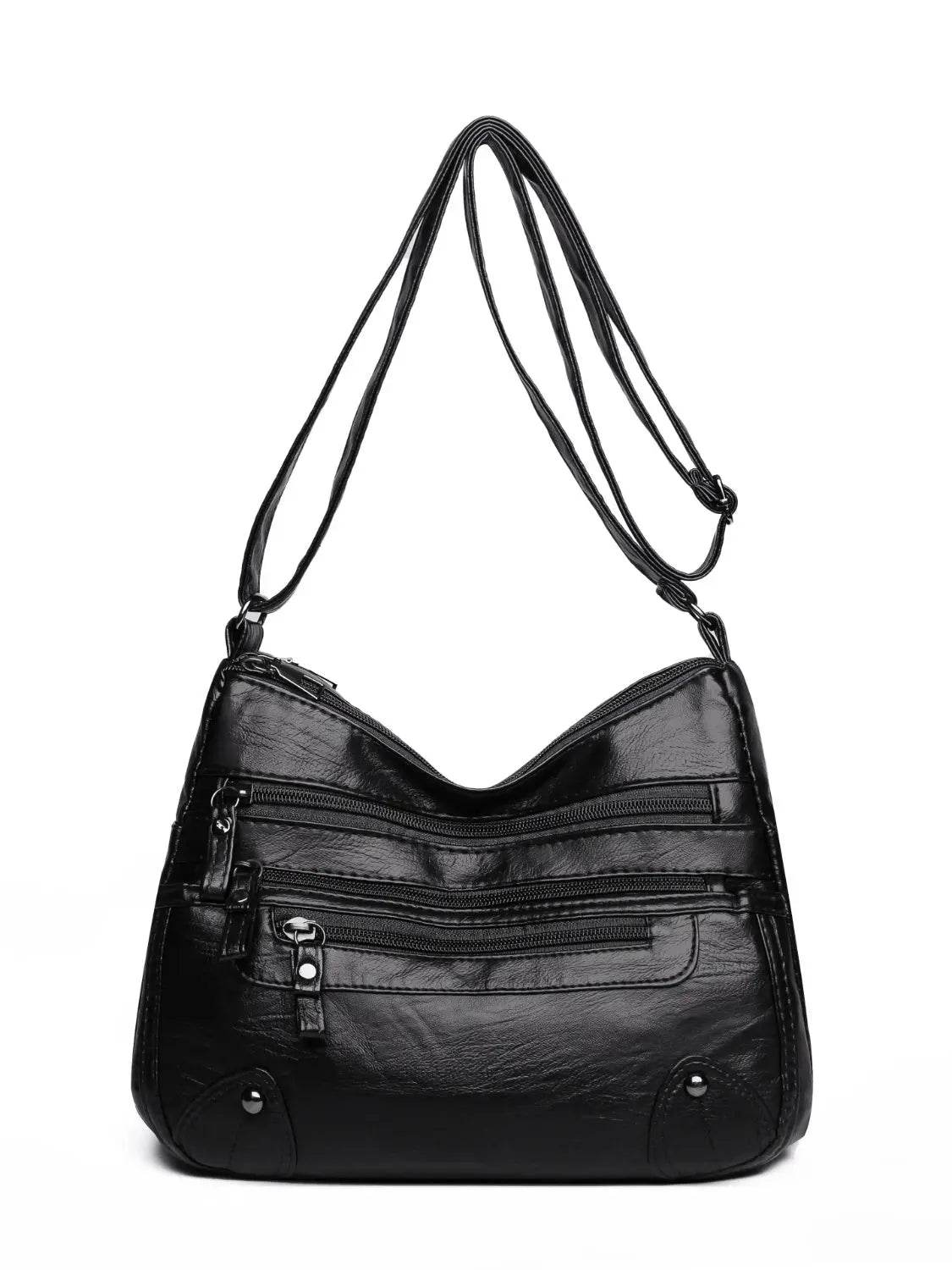 PU Leather Multi Pockets Shoulder Bag - Velveta Studio