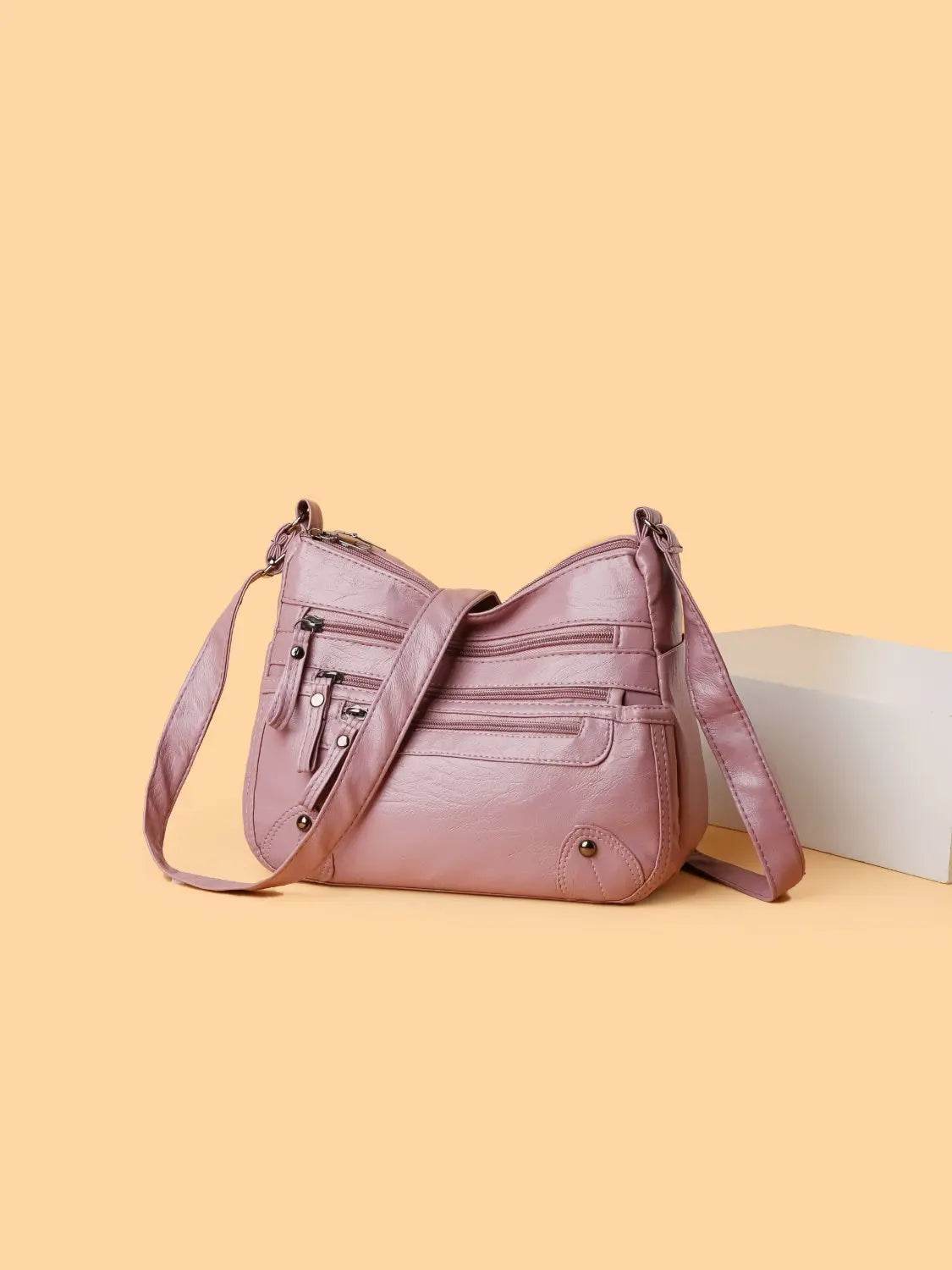 PU Leather Multi Pockets Shoulder Bag - Velveta Studio