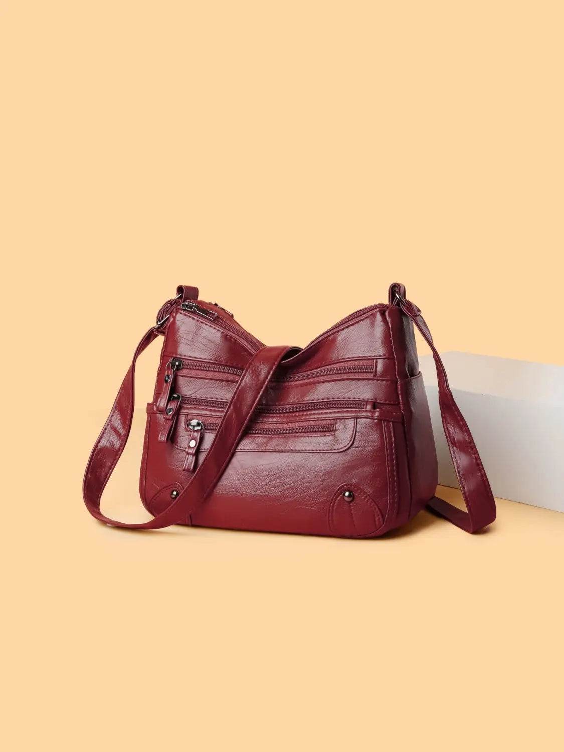 PU Leather Multi Pockets Shoulder Bag - Velveta Studio