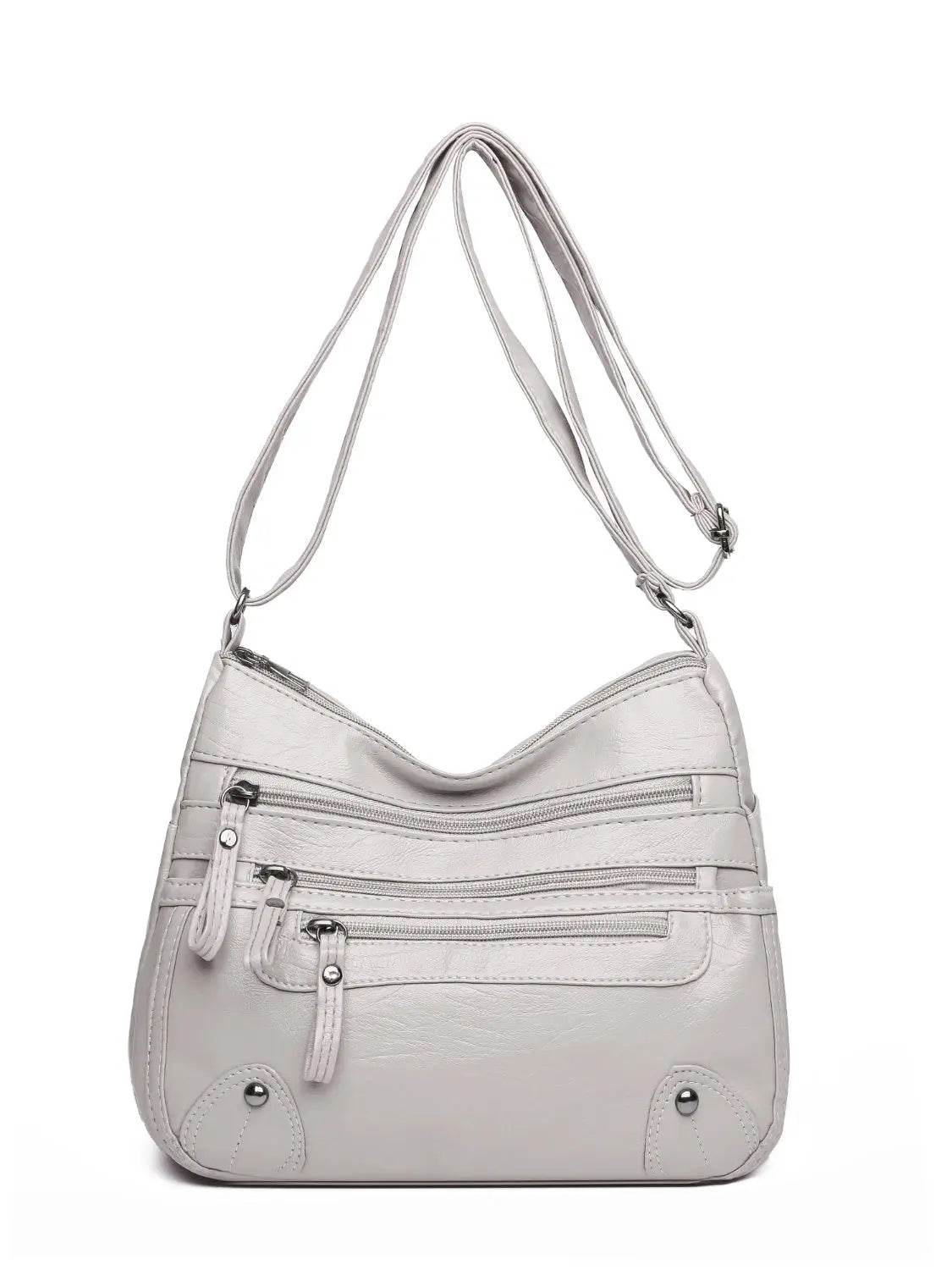 PU Leather Multi Pockets Shoulder Bag - Velveta Studio