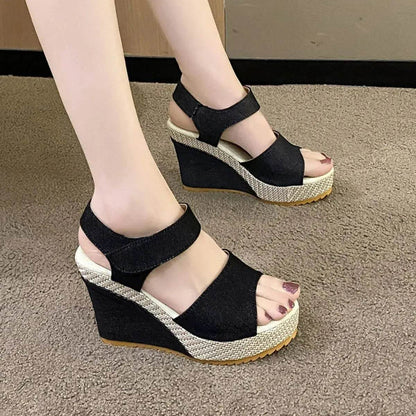 Peep Toe Wedge Sandals - Velveta Studio