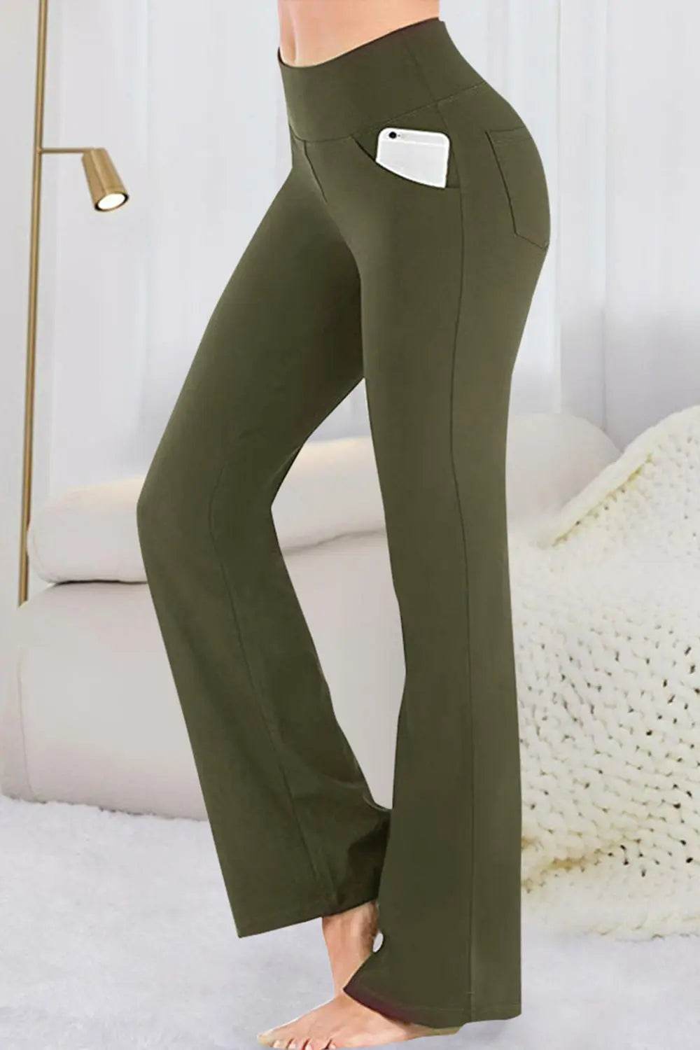 Pocketed High Waist Active Pants - Velveta Studio