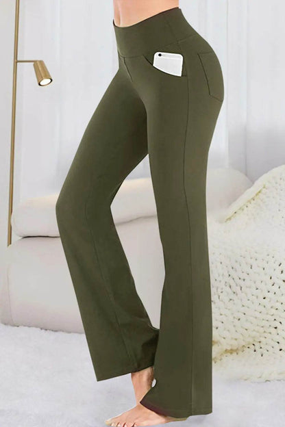 Pocketed High Waist Active Pants - Velveta Studio