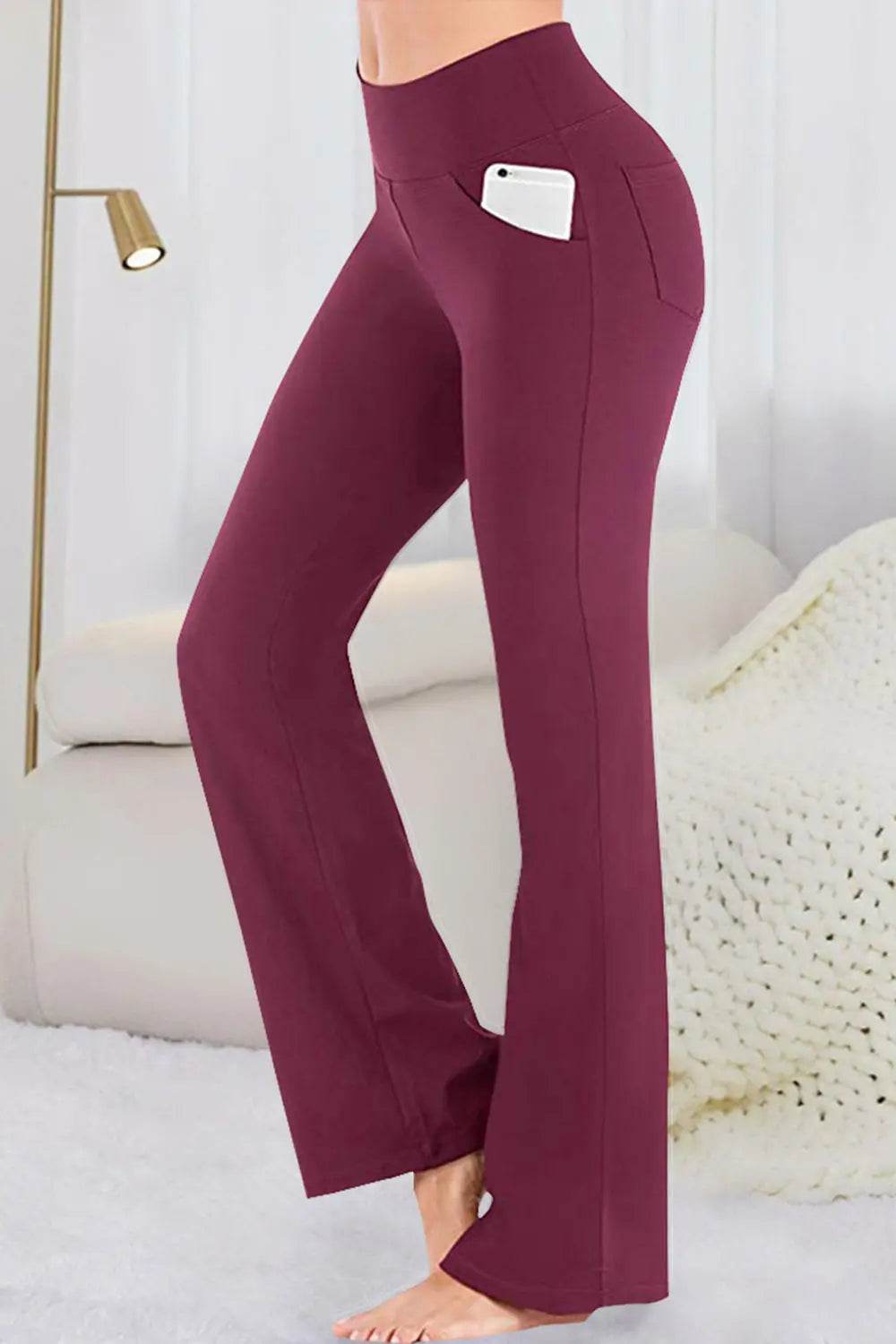 Pocketed High Waist Active Pants - Velveta Studio